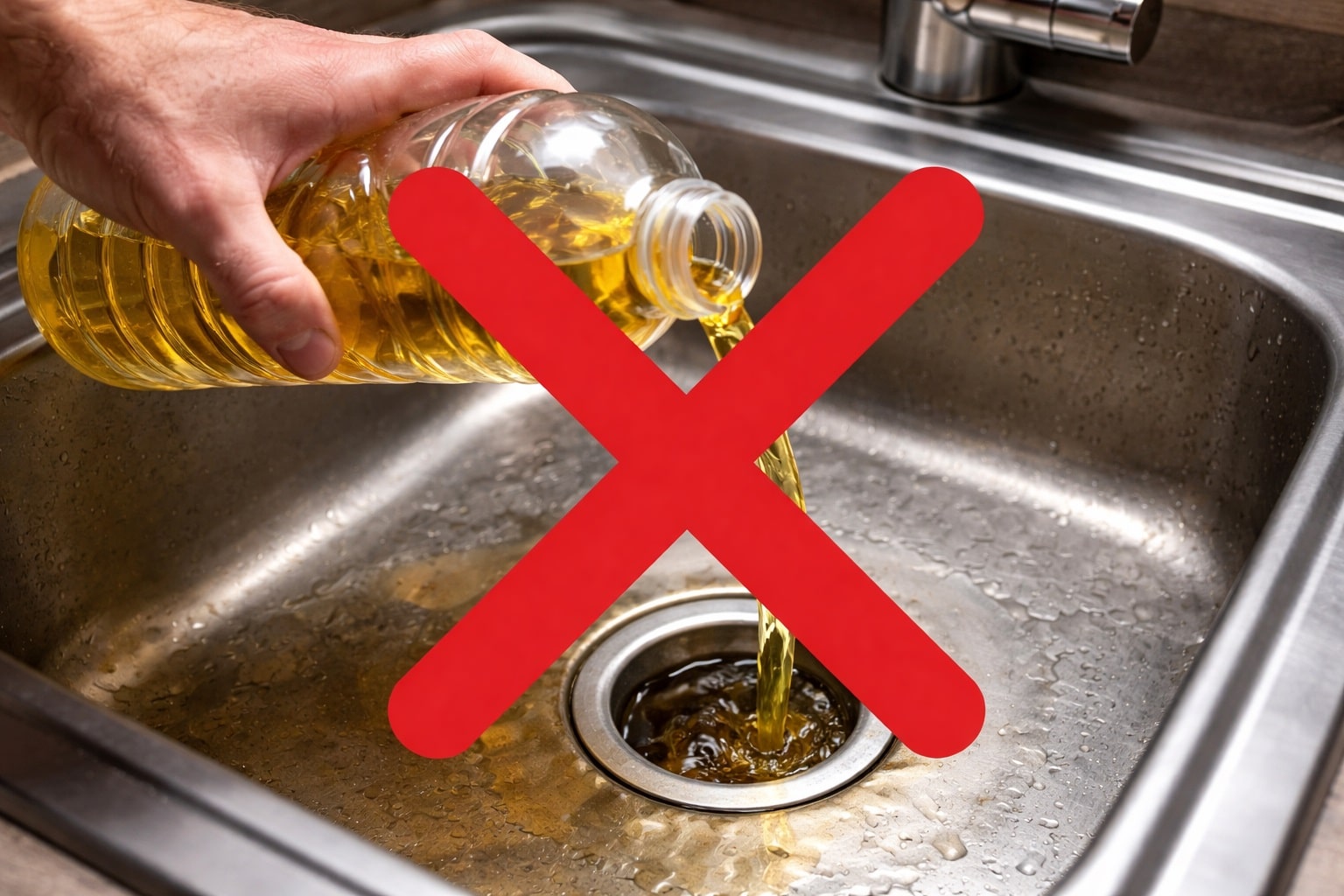 Descartar restos de comida e óleo no ralo causa pia entupida, danos à fossa, custos elevados e impactos ambientais graves.